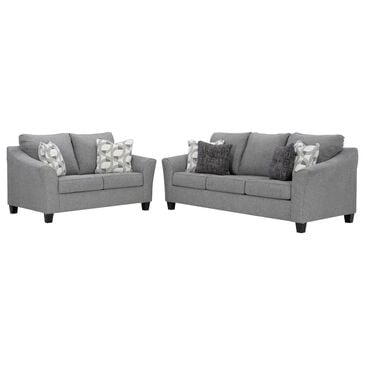 Ashley Mathonia Stationary Sofa and Loveseat Set in Smoke, , large