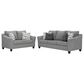 Ashley Mathonia Stationary Sofa and Loveseat Set in Smoke, , large