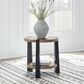 Ashley Ridgester Round End Table in Light Brown and Matte Black, , large