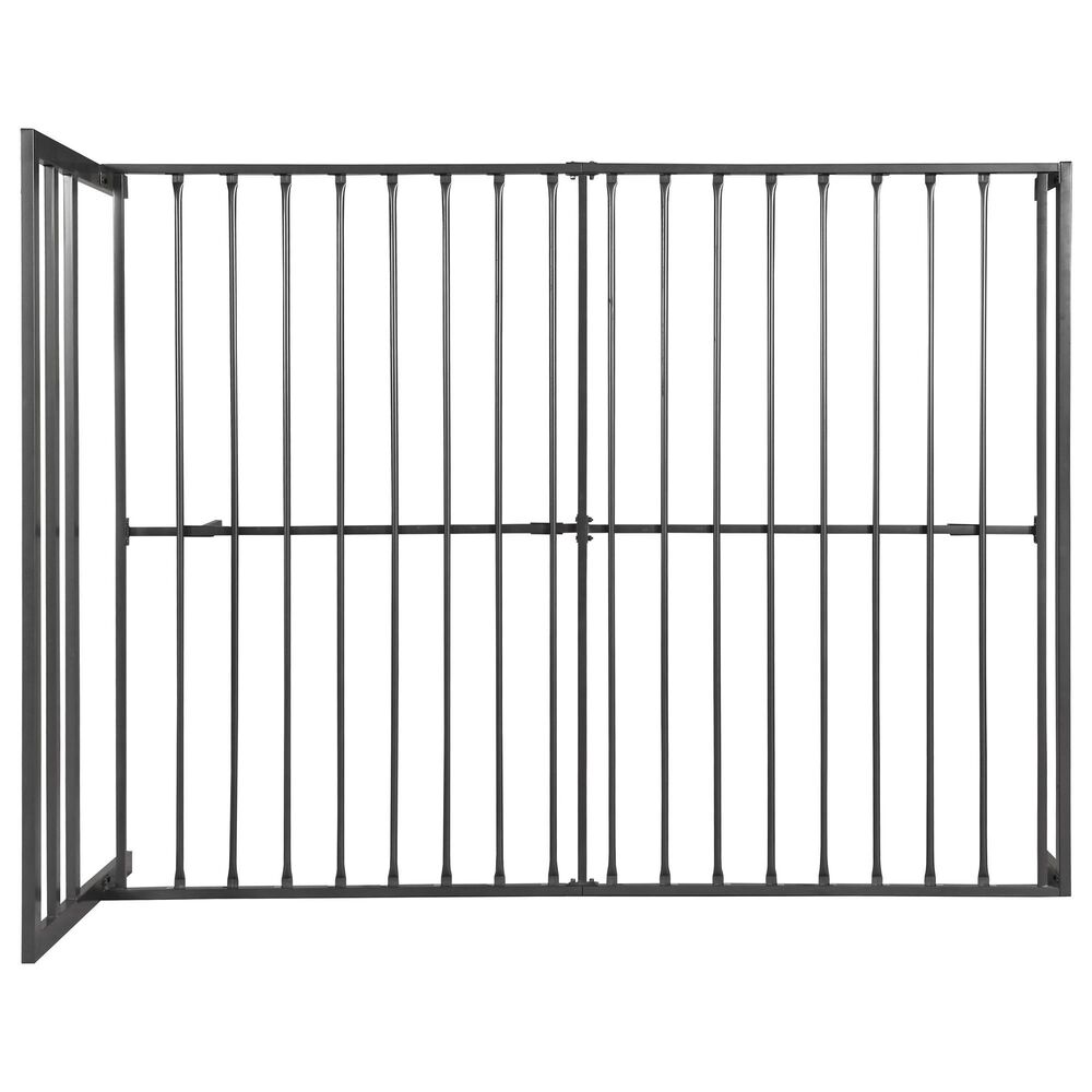 Hearth and Haven Queen Metal Platform Bed with Headboard in Charcoal Gray, , large