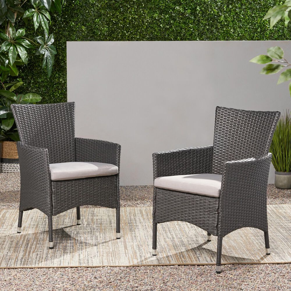 Hearth and Haven Malta Outdoor Dining Chair in Grey &#40;Set of 2&#41;, , large