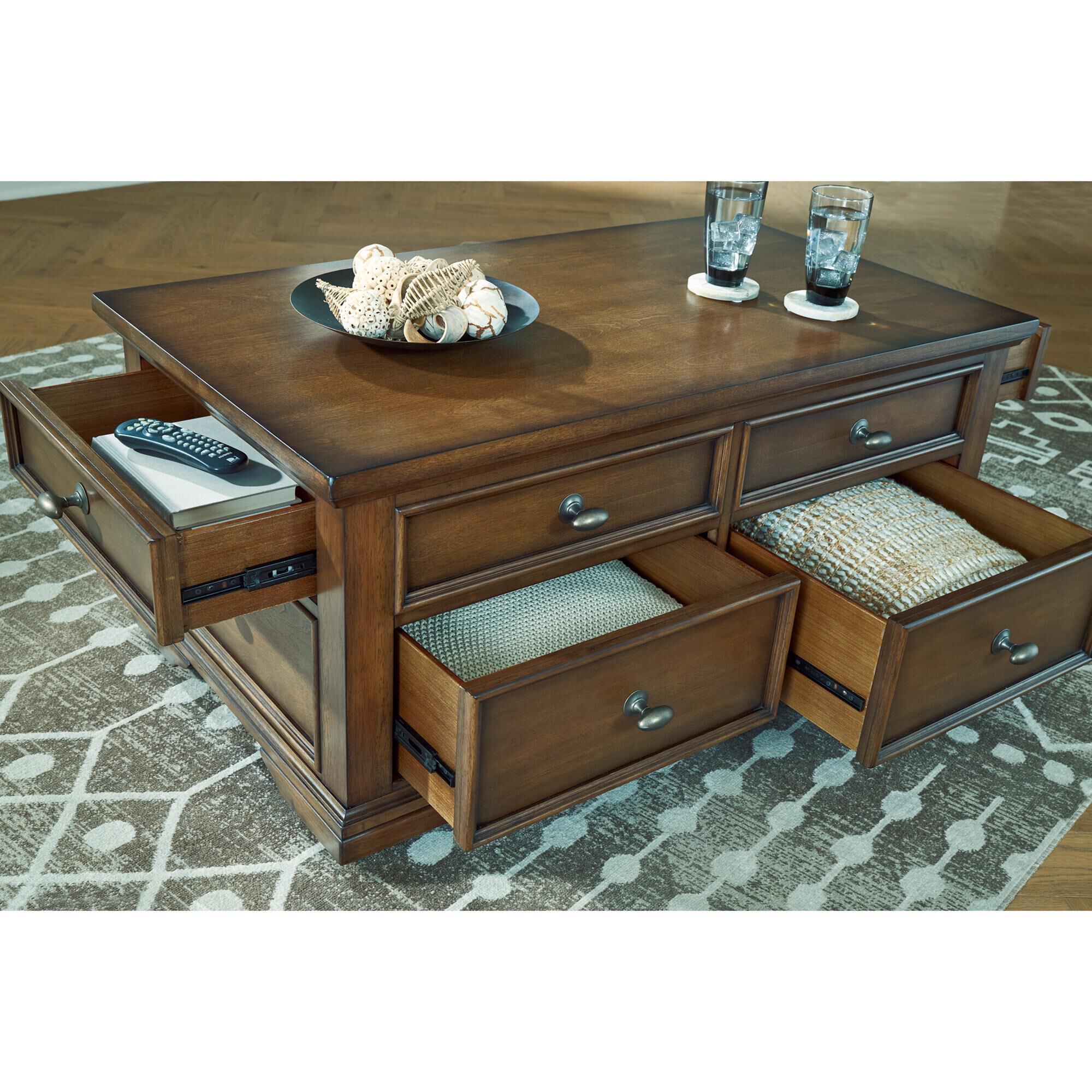 iΦ【 美品 】Ashley リフトトップ カクテルテーブル ナチュラルブラウン Ashley Channley Lift-Top Cocktail Table in Brown