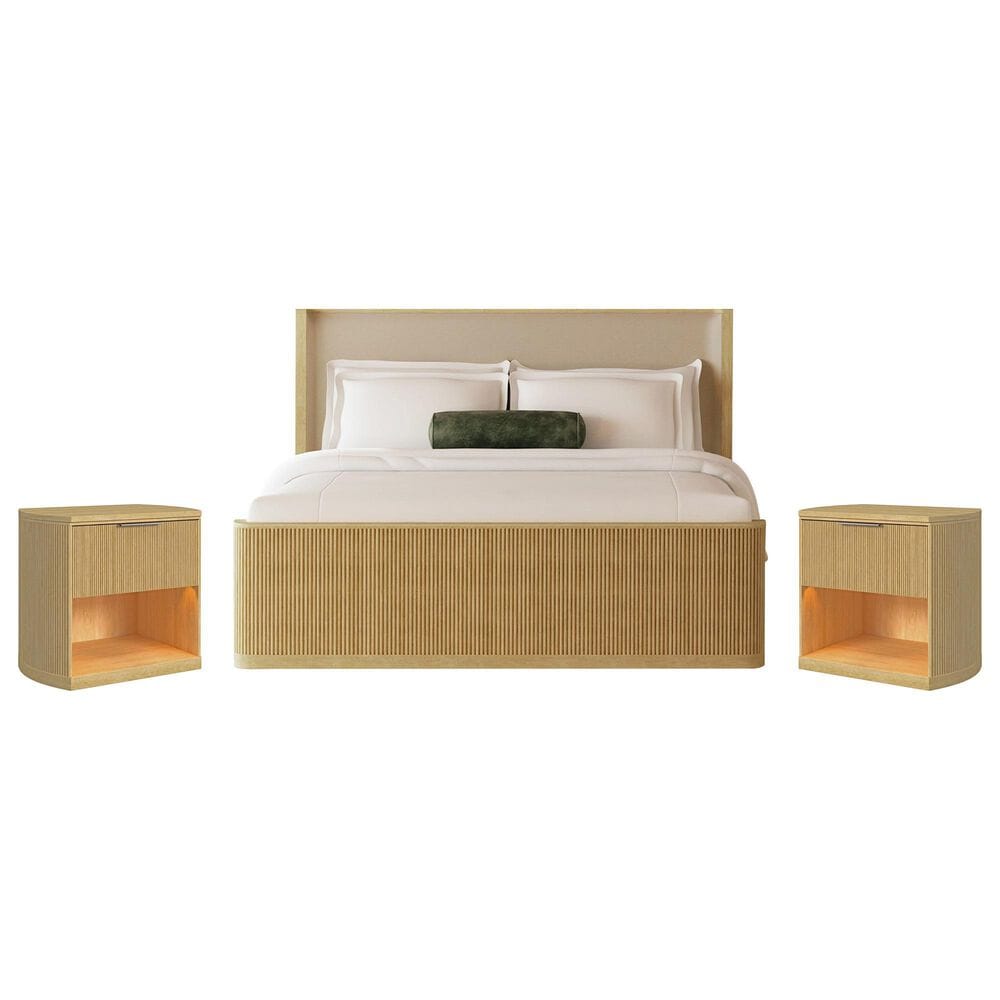 Mayberry Hill Sylvie Queen Upholstered Bed with 2 Nightstands in Natural, , large