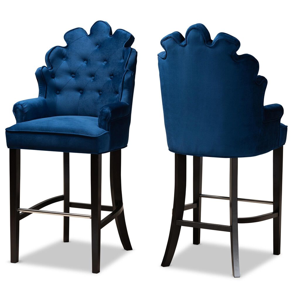 Baxton Studio Chloe Bar Stool in Dark Brown (Set of 2), , large