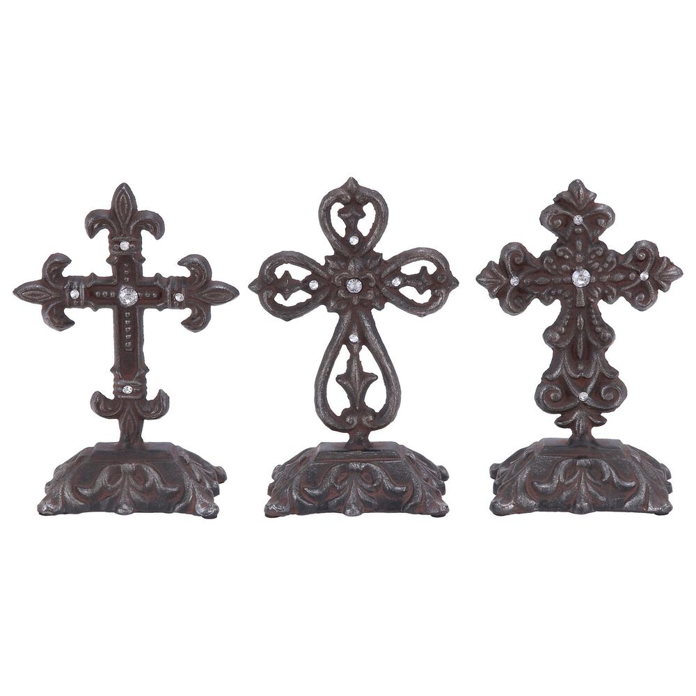 Maple and Jade Metal Crosses in Grey (Set of 3), , large