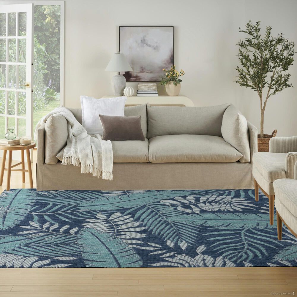 Nourison Garden Oasis GOA02 Navy 6&#39; x 9&#39; Indoor/Outdoor Area Rug, , large