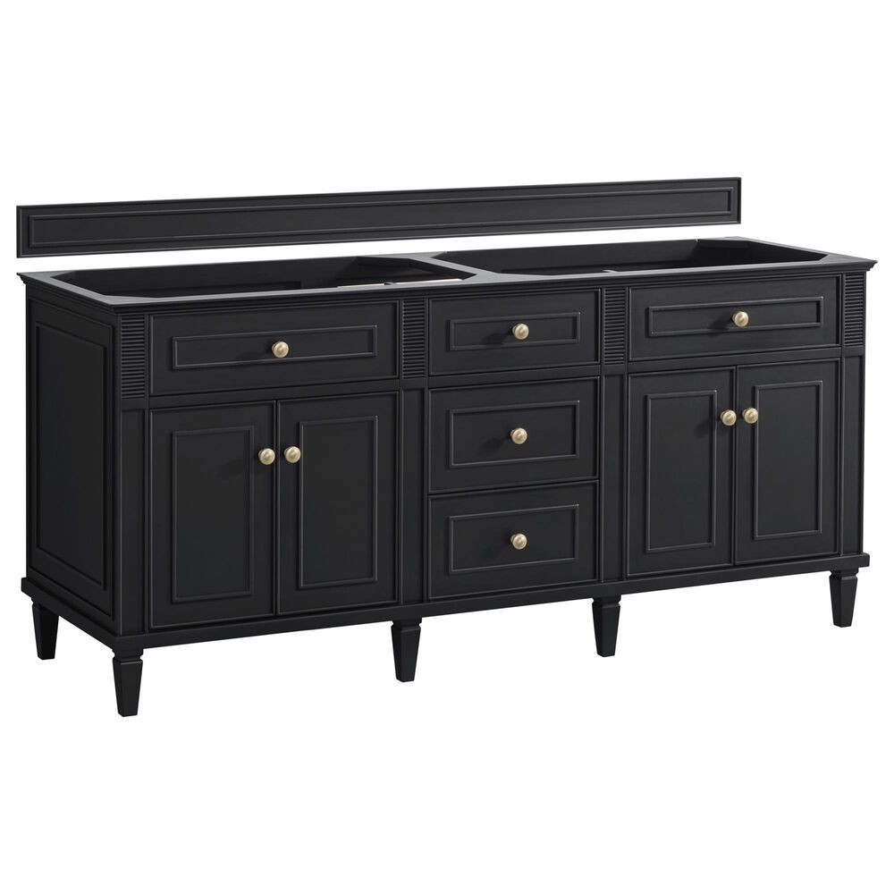 James Martin Vanities Lorelai 72" Double Bathroom Vanity in Black Onyx with 3 cm Eternal Jasmine Pearl Silestone Top, Rectangular Sinks and FreePower Wireless Charger, , large
