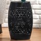 Hearth and Haven Ruby Outdoor Barrel End Table with Lace-Cut Design in Black, , large