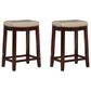 Linon Home Decor Claridge Counter Stool with Beige Cushion in Dark Brown (Set of 2), , large