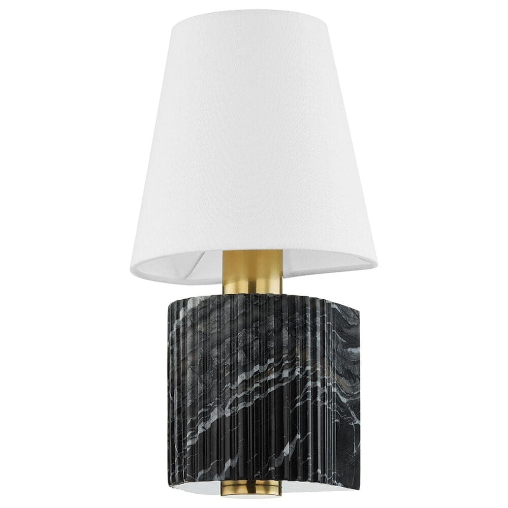 Corbett Lighting Aden 1-Light Wall Sconce in Vintage Brass and Black Marble, , large