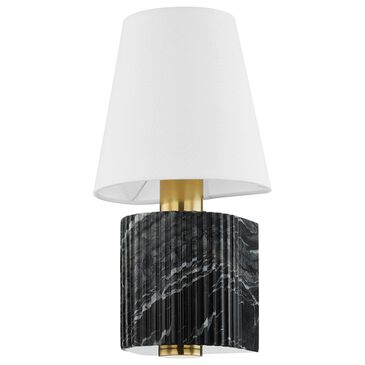 Corbett Lighting Aden 1-Light Wall Sconce in Vintage Brass and Black Marble, , large