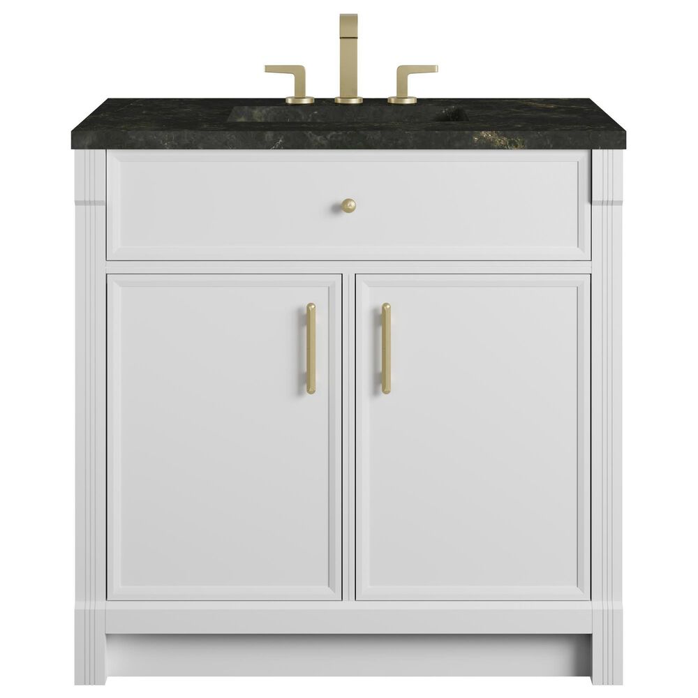 James Martin Bellshire 36" Single Bathroom Vanity in Bright White with 3 cm Phantome Eclos Top and Rectangular Sink, , large