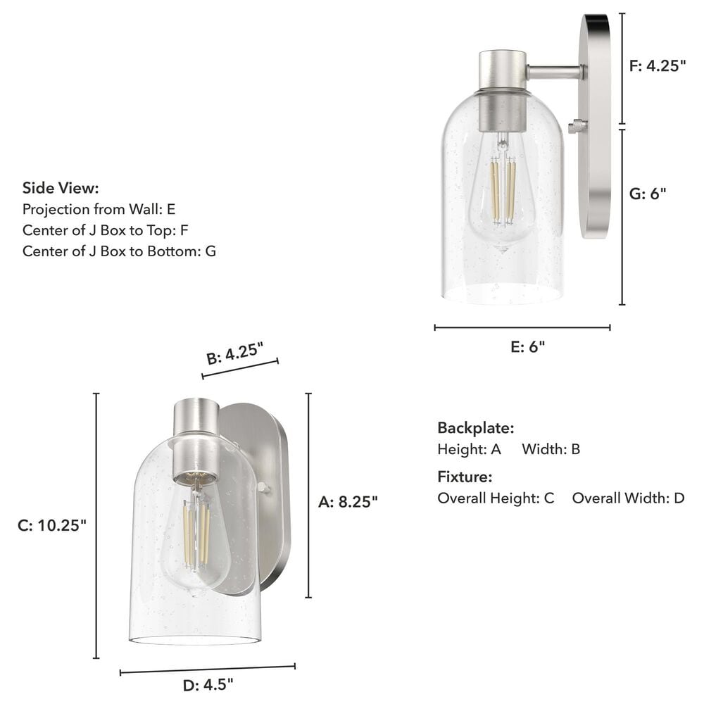 Hunter Lochmeade 1-Light Sconce in Brushed Nickel, , large