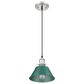 Golden Lighting Orwell 1-Light Small Pendant with Pine Green Shade in Pewter, , large
