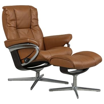Stressless Mayfair Medium Chair and Ottoman in Paloma New Cognac, , large