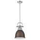 Golden Lighting Duncan 1-Light Small Pendant with Rod and Rubbed Bronze Shade in Chrome, , large