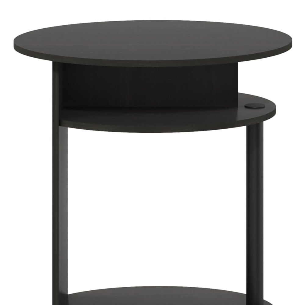 HOMLUX Jaya Simple Design Oval End Table in Walnut and Black (Set of 2), , large