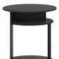 HOMLUX Jaya Simple Design Oval End Table in Walnut and Black (Set of 2), , large