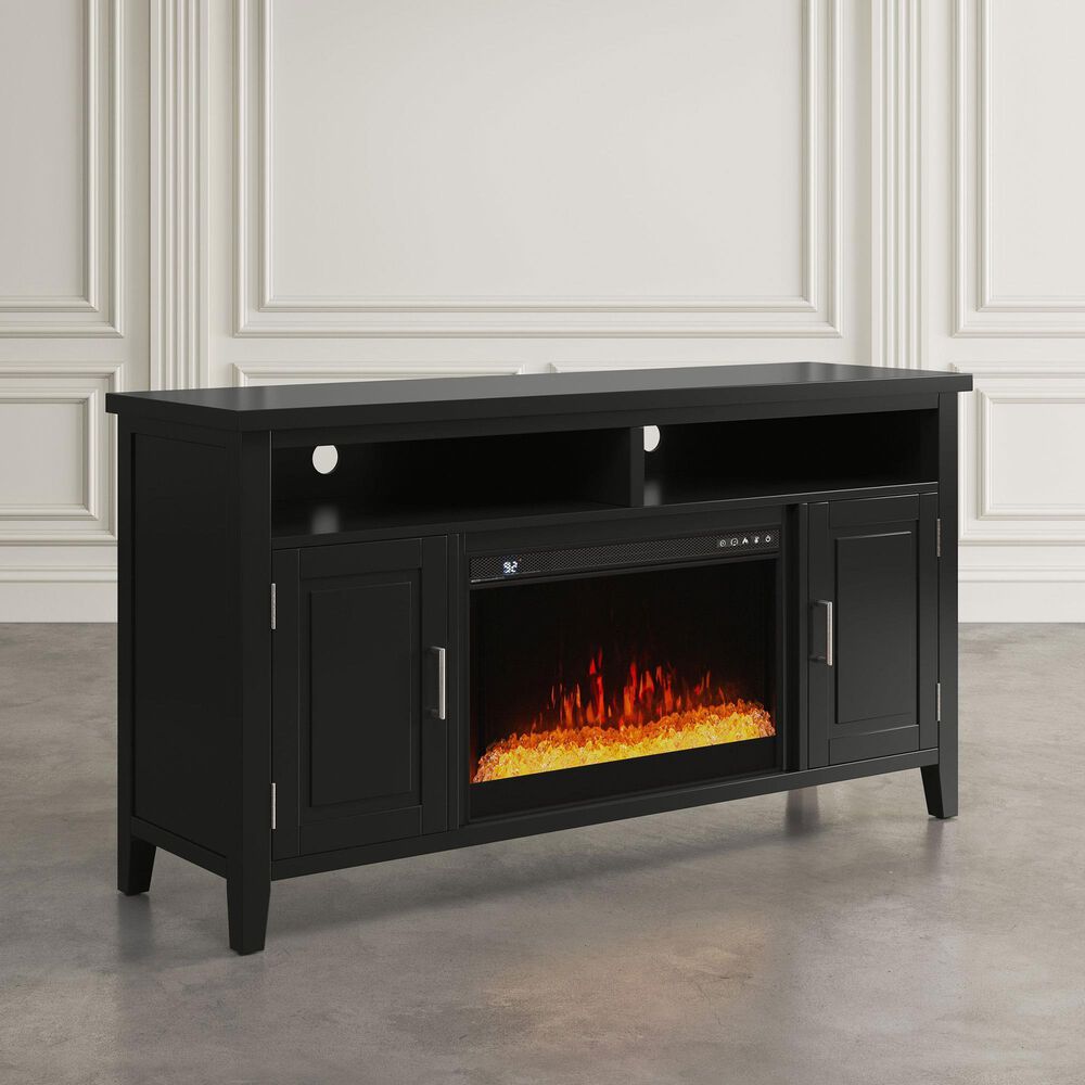 Jofran Urban Icon 60&quot; Electric Fireplace Media Console in Black, , large