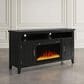 Jofran Urban Icon 60" Electric Fireplace Media Console in Black, , large