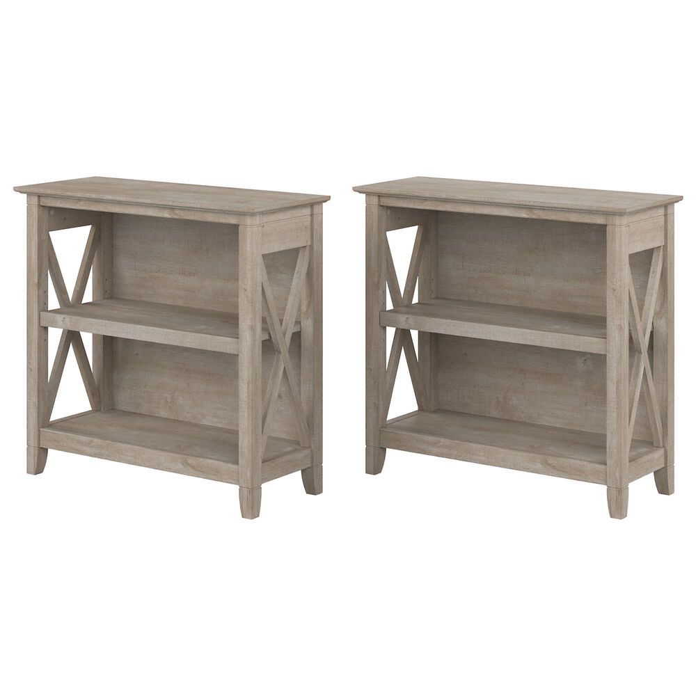 Bush Key West 2 Shelf Bookcase in Washed Gray (Set of 2) NFM