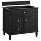 James Martin Vanities Lorelai 36" Single Vanity in Black Onyx with 3 cm Arctic Fall Solid Surface Top, , large