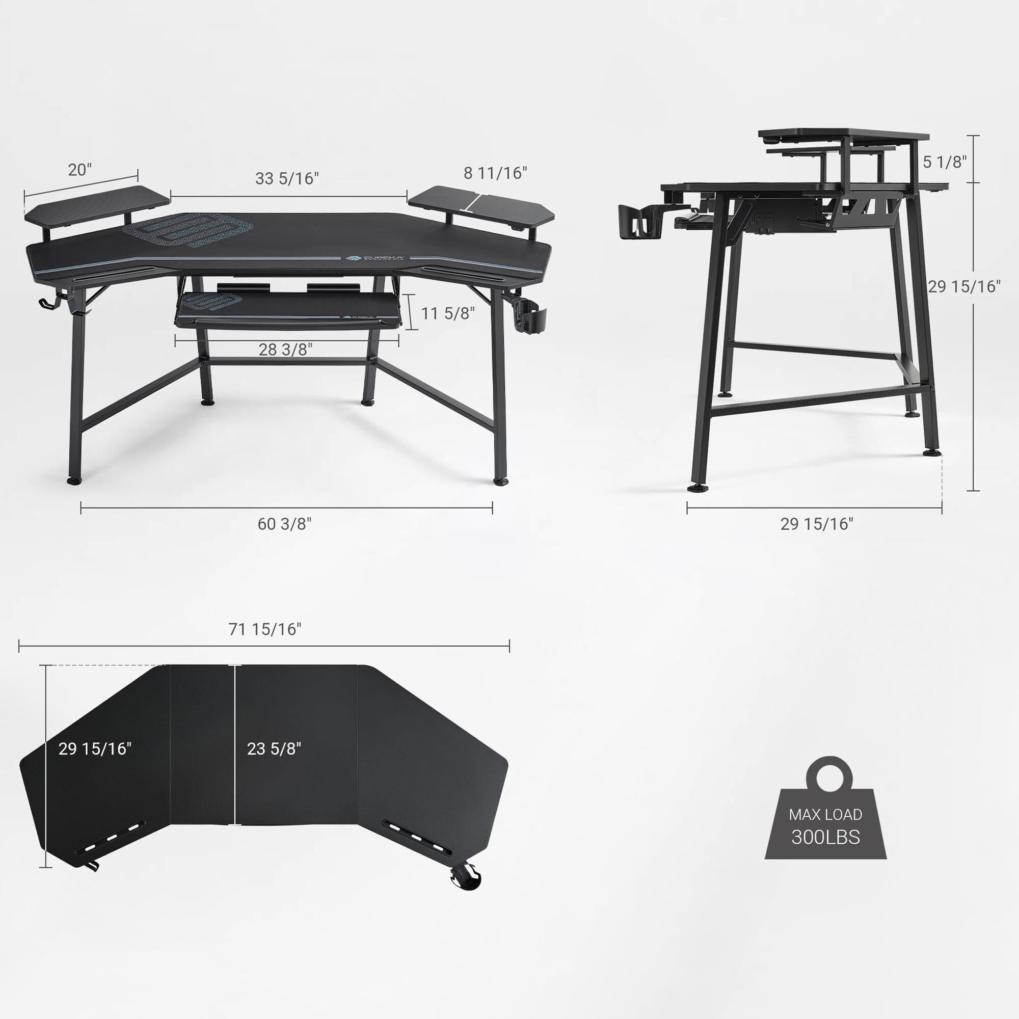 Eureka Ergonomic Aero Wing Shaped Studio Desk in Black