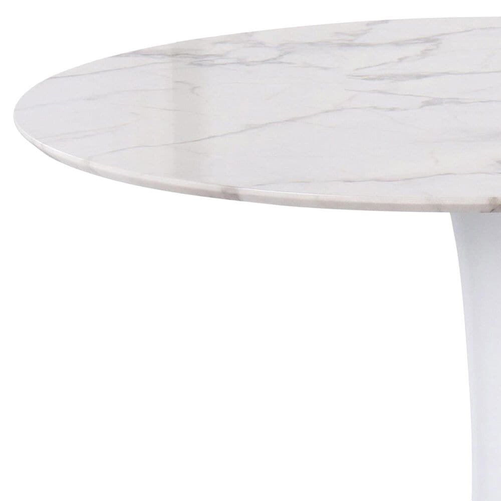 LumiSource Pebble Modern Table with White Metal Base and White Marble Veneer Table Top by LumiSource, , large