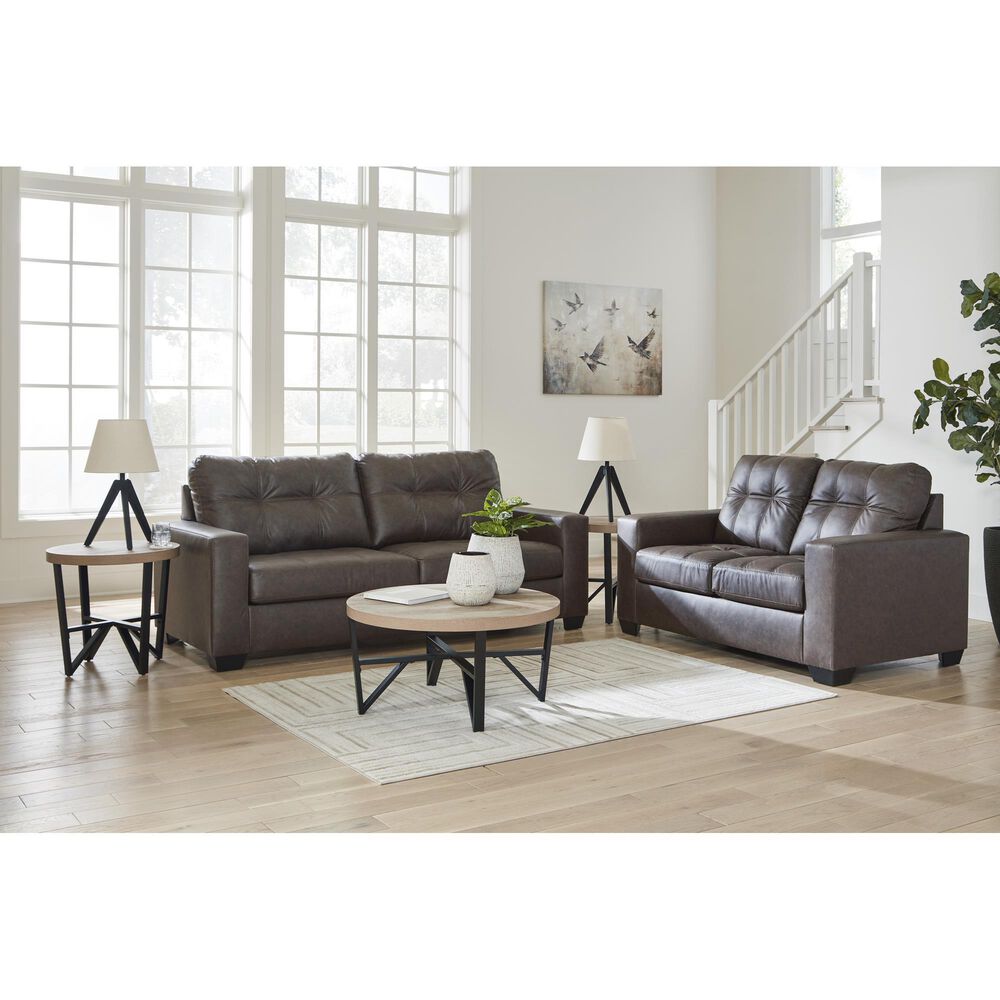 Ashley Barlin Mills Stationary Sofa and Loveseat Set in Umber, , large