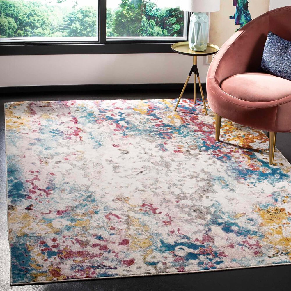 Safavieh Aria 4&#39; x 6&#39; Cream and Dark Teal Area Rug, , large