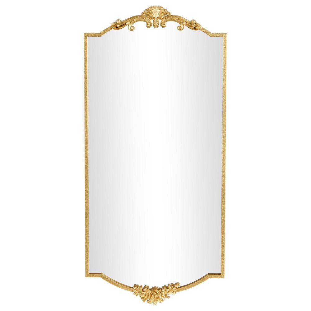 Maple and Jade Metal Floral Embellishments Wall Mirror in Gold, , large