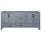 Lexora Home Jacques 60" Double Bathroom Vanity in Dark Grey with 2 cm White Carrara Marble Top and Rectangular Sinks, , large