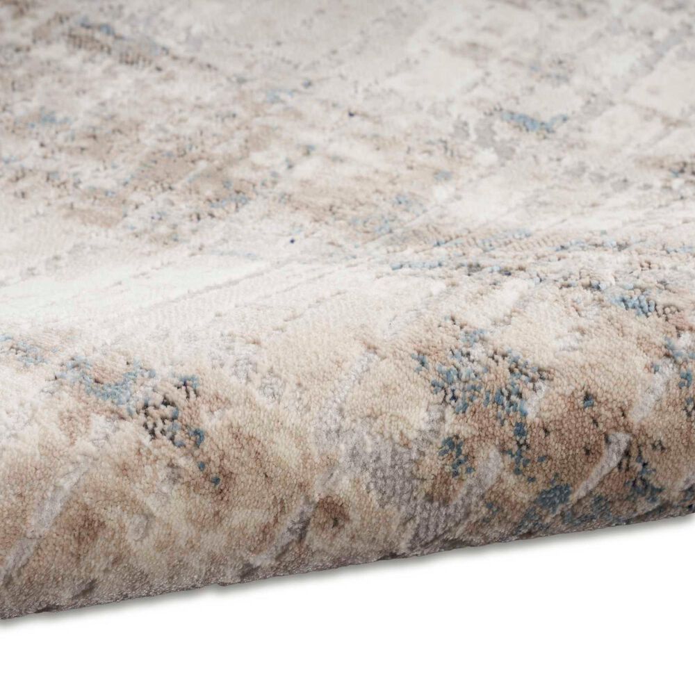Nourison Infinity IFN02 2&#39;2&quot; x 7&#39;6&quot; Ivory, Grey and Blue Runner, , large