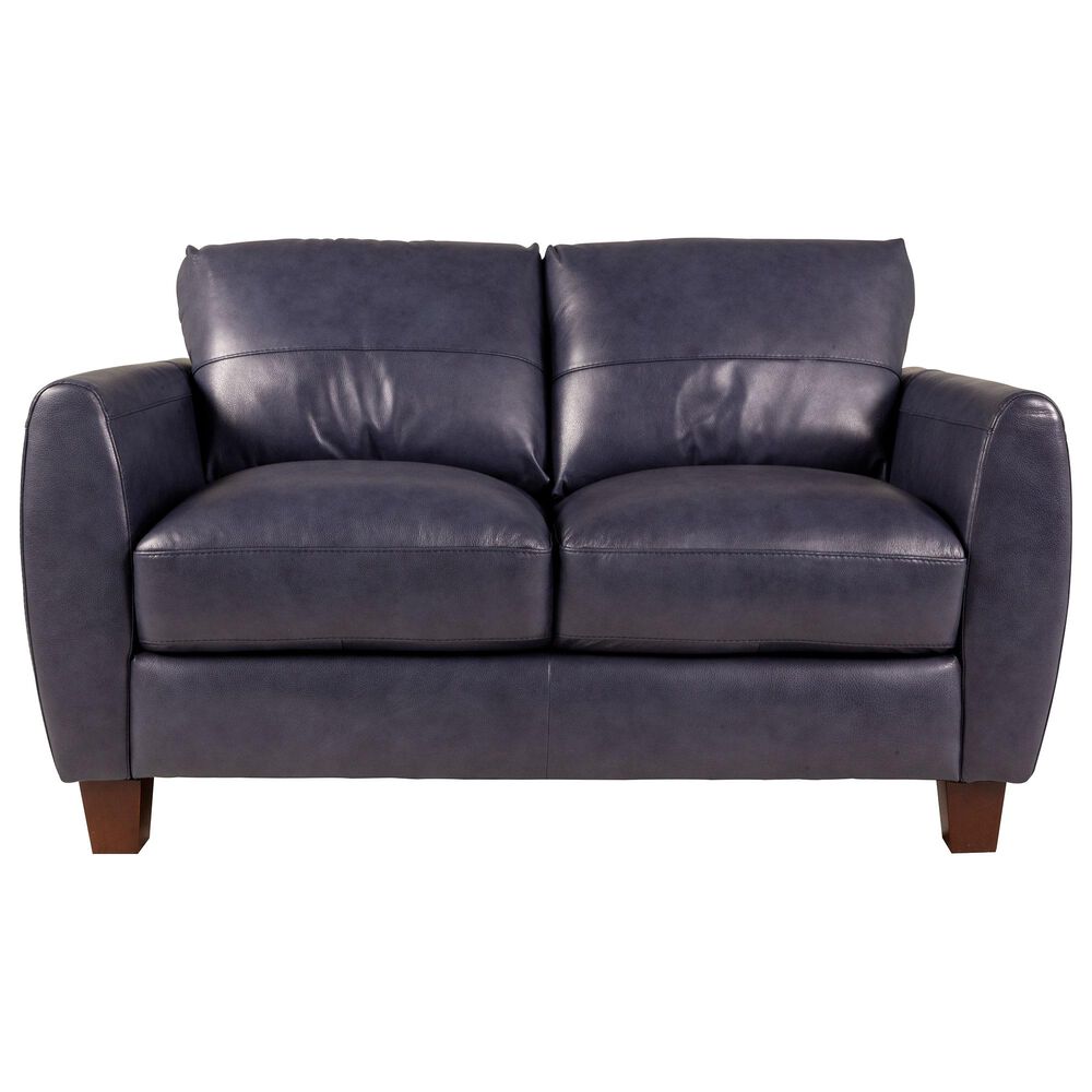 Italiano Furniture Leather Loveseat in Blue, , large