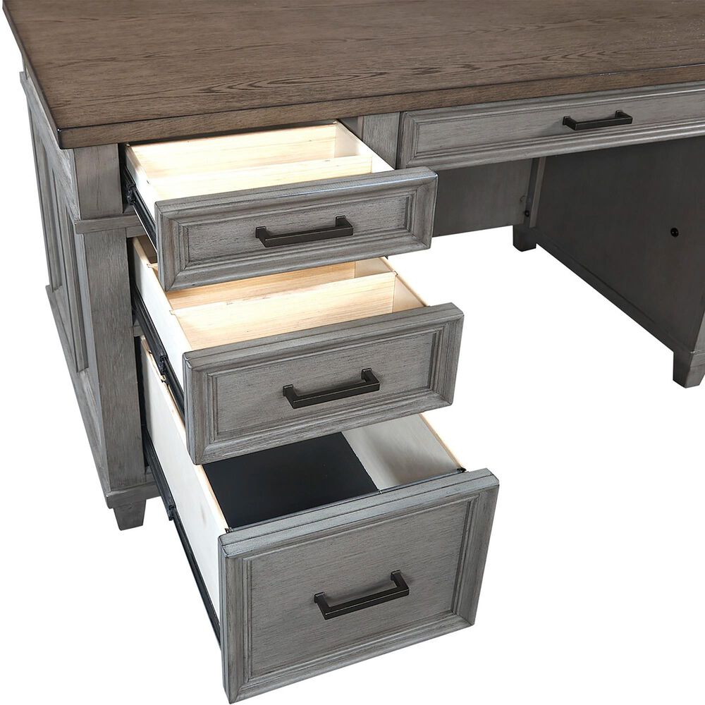 Riva Ridge Caraway 66&quot; Executive Desk in Aged Slate and Brown, , large