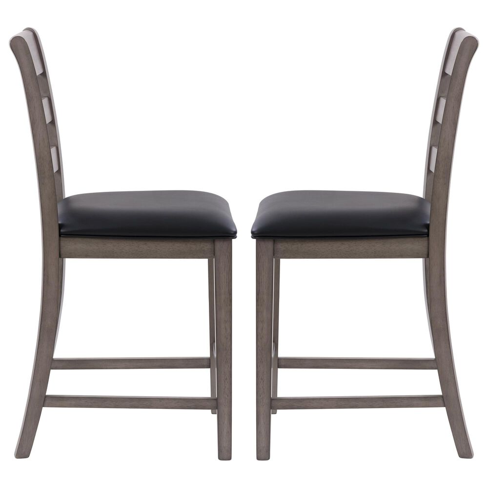 CorLiving New York Counter Height Chair in Washed Grey/Black &#40;Set of 2&#41;, , large