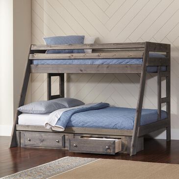 Pacific Landing Wrangle Hill Twin over Full Bunk Bed in Gun Smoke, , large