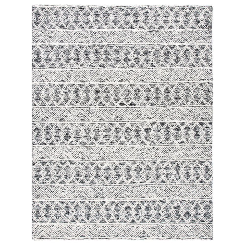 Safavieh Micro-Loop MLP203A 9" x 12" Ivory and Black Area Rug, , large
