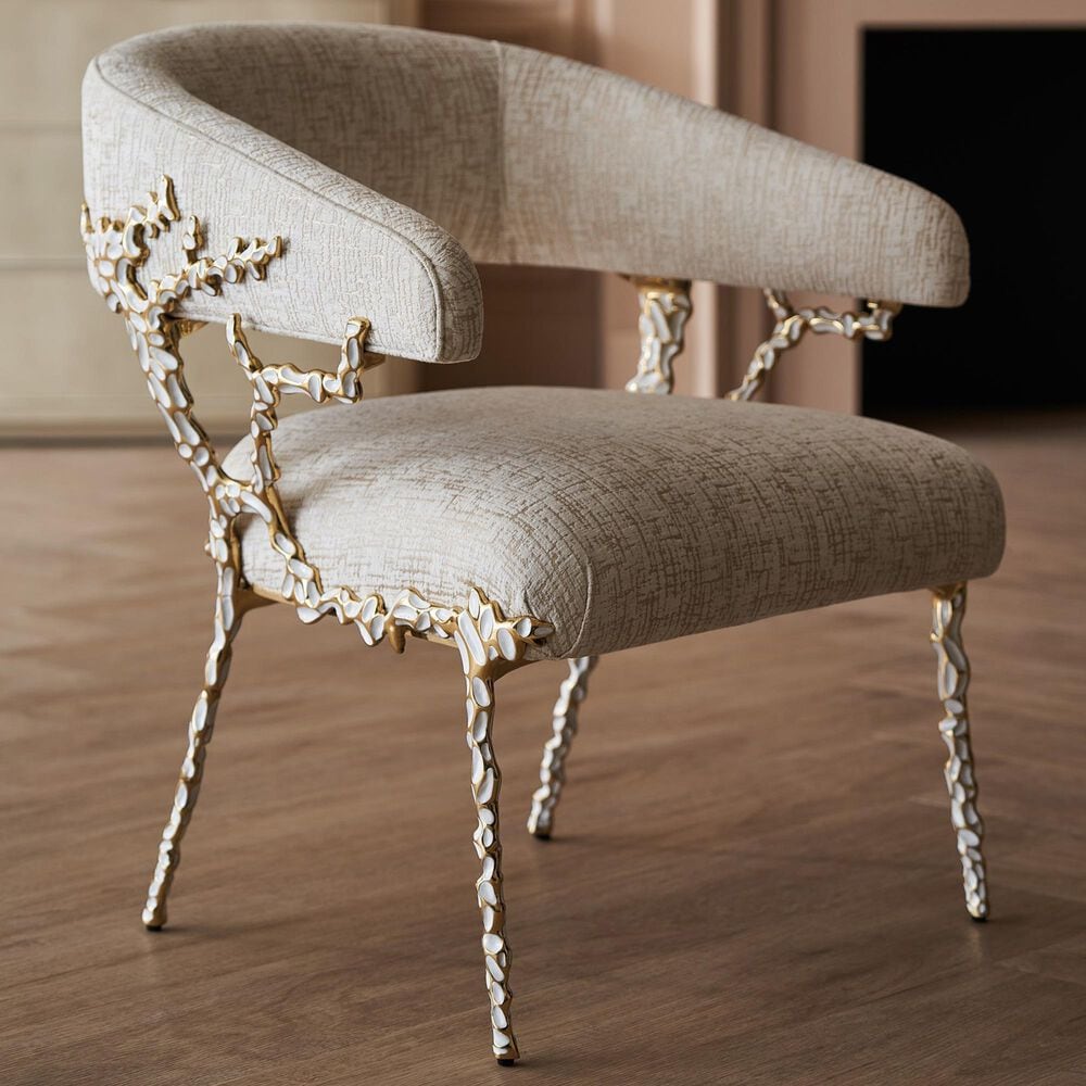 Schnadig Caracole Upholstery Accent Chair in Gold Brush and White Enamel, , large
