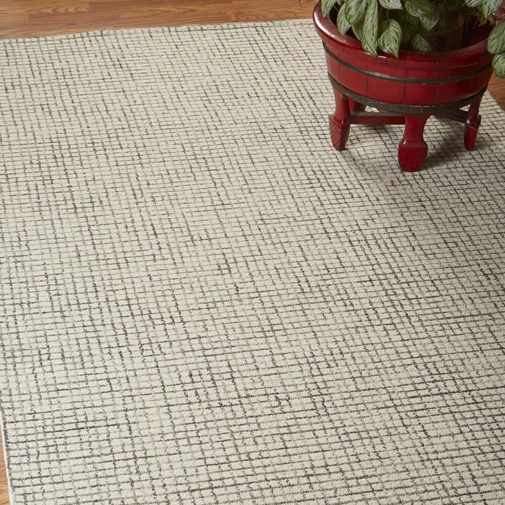 L&amp;R Resources Criss Cross Silver and Ivory 5' x 7'9" Area Rug, , large