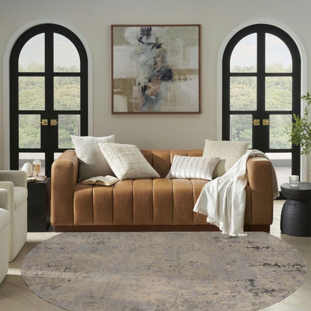 Nourison Rustic Textures Grey and Beige 7&#39;10&quot; Round Area Rug, , large