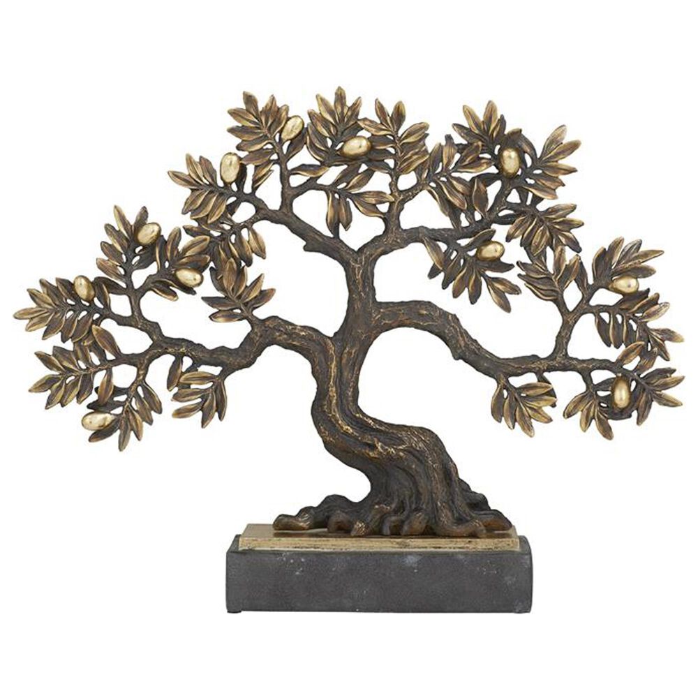 Maple and Jade Tree Sculpture in Black and Distressed Bronze NFM