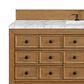 James Martin Malibu 60" Single Bathroom Vanity in Amber Birch with 3 cm Carrara White Marble Top and Rectangular Sink, , large