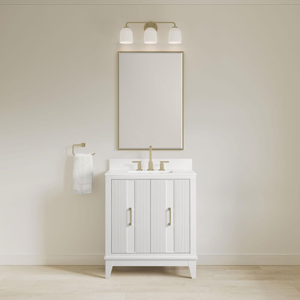 37B Fenwick 30" Single Bathroom Vanity in Bright White with Glossy White Composite Stone Top and Backsplash, , large