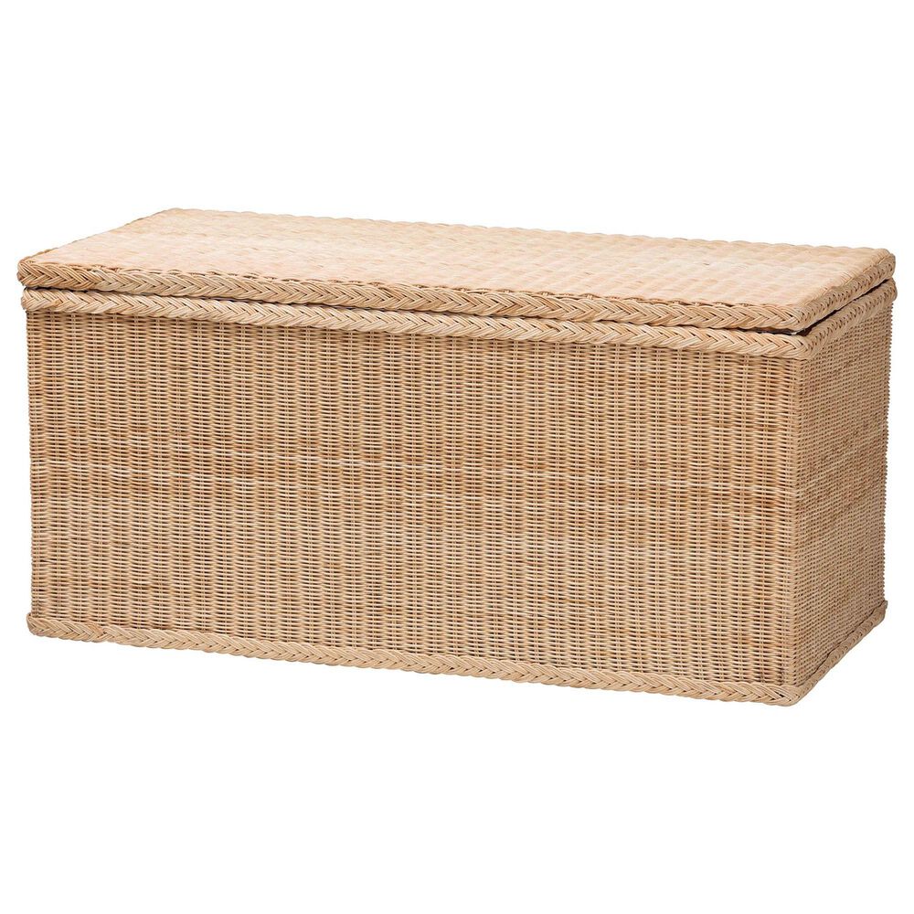 Baxton Studio Caden Storage Bench in Natural, , large