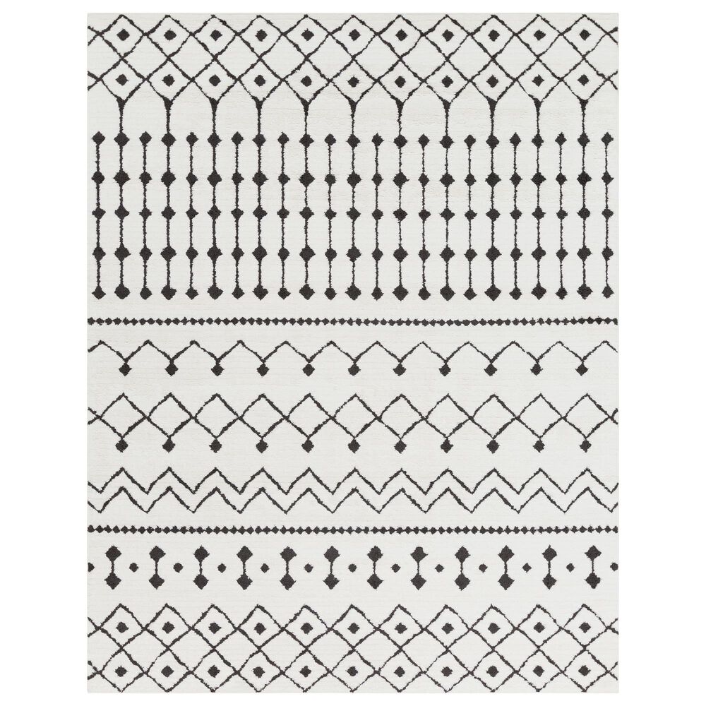 Surya Moroccan Shag 6"7" x 9"6" Black and White Area Rug, , large