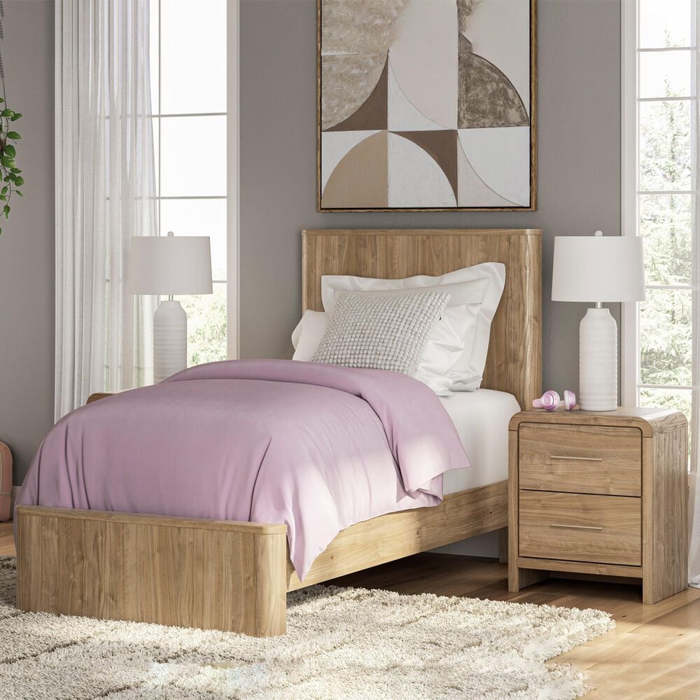 Ashley Gramburg 2 Piece Twin Platform Panel Bedroom Set in Warm Brown, , large
