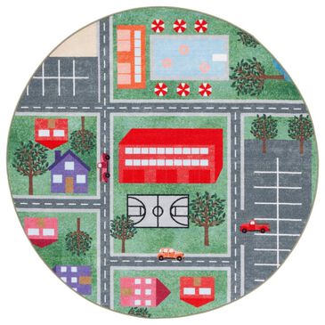 Safavieh Kids Playhouse 5" Round Green and Charcoal Rug, , large