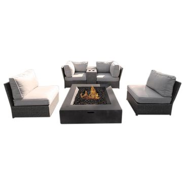 Living Source International 6-Piece Square Patio Fire Pit Set in Mixed Grey, , large