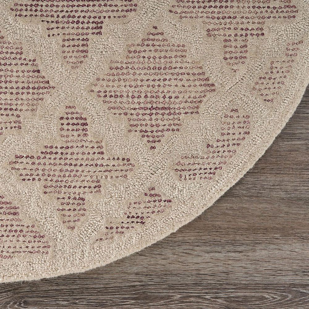 L&amp;R Resources Sinuous Pin Dot 6&#39; Round Ivory and Rose Area Rug, , large